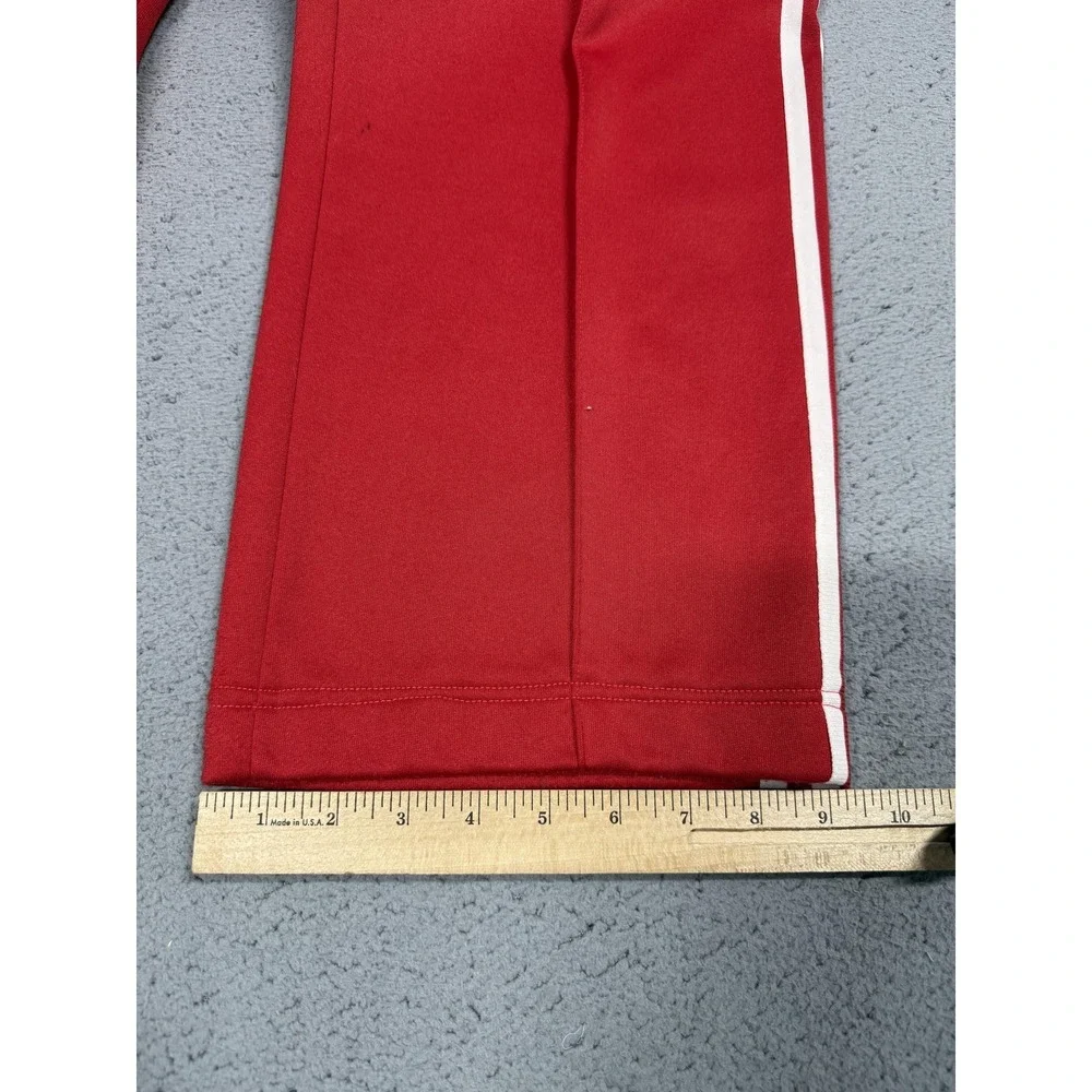 VTG Adidas 70s Pants Men M Red Knit Track 3 Stripe Zip Pocket Originals Straight